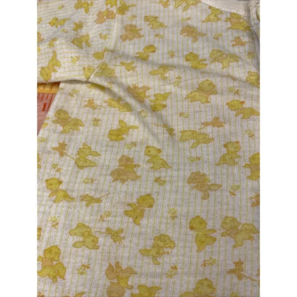 Vintage 1970 Carters Layette Gown Yellow Long Sleeve Snap Button * Wear * Piling